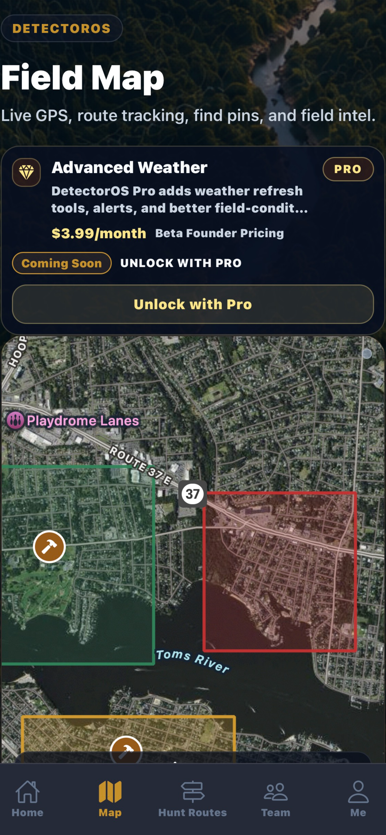 DetectorOS Map screen