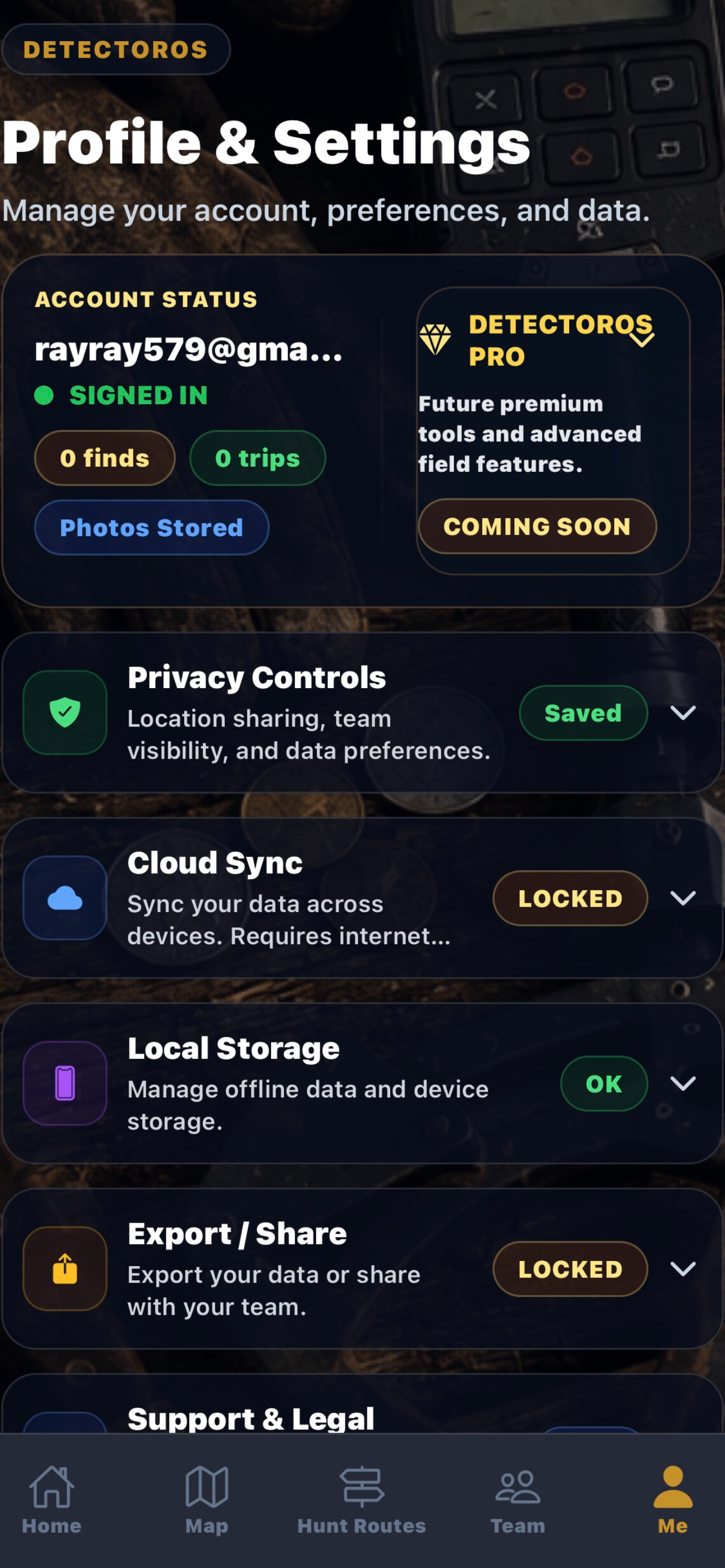 DetectorOS Pro screen